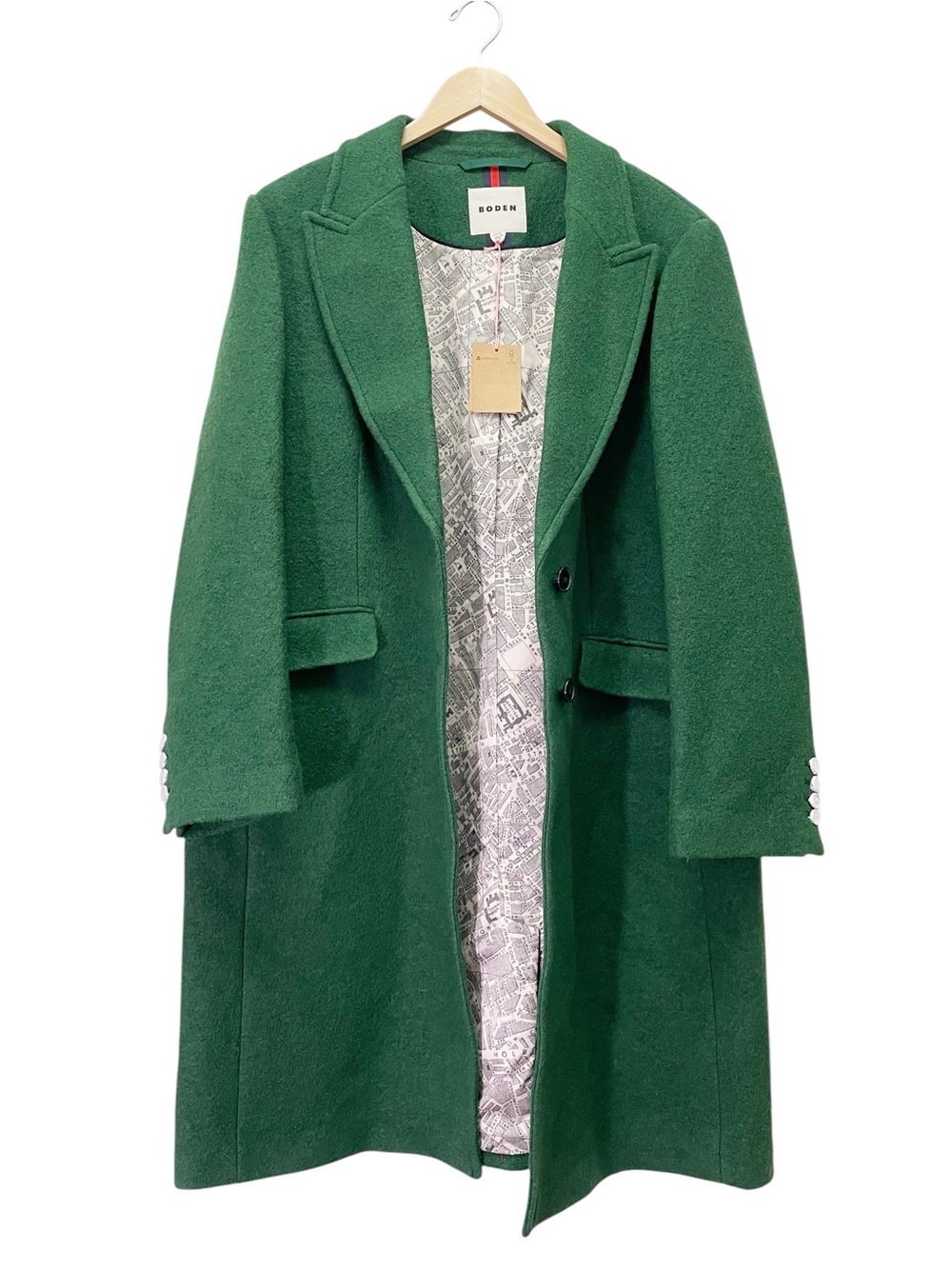 NWT Boden Edinburgh Wool Coat US 20-22R Emerald Green Long Overcoat - Picture 3 of 16